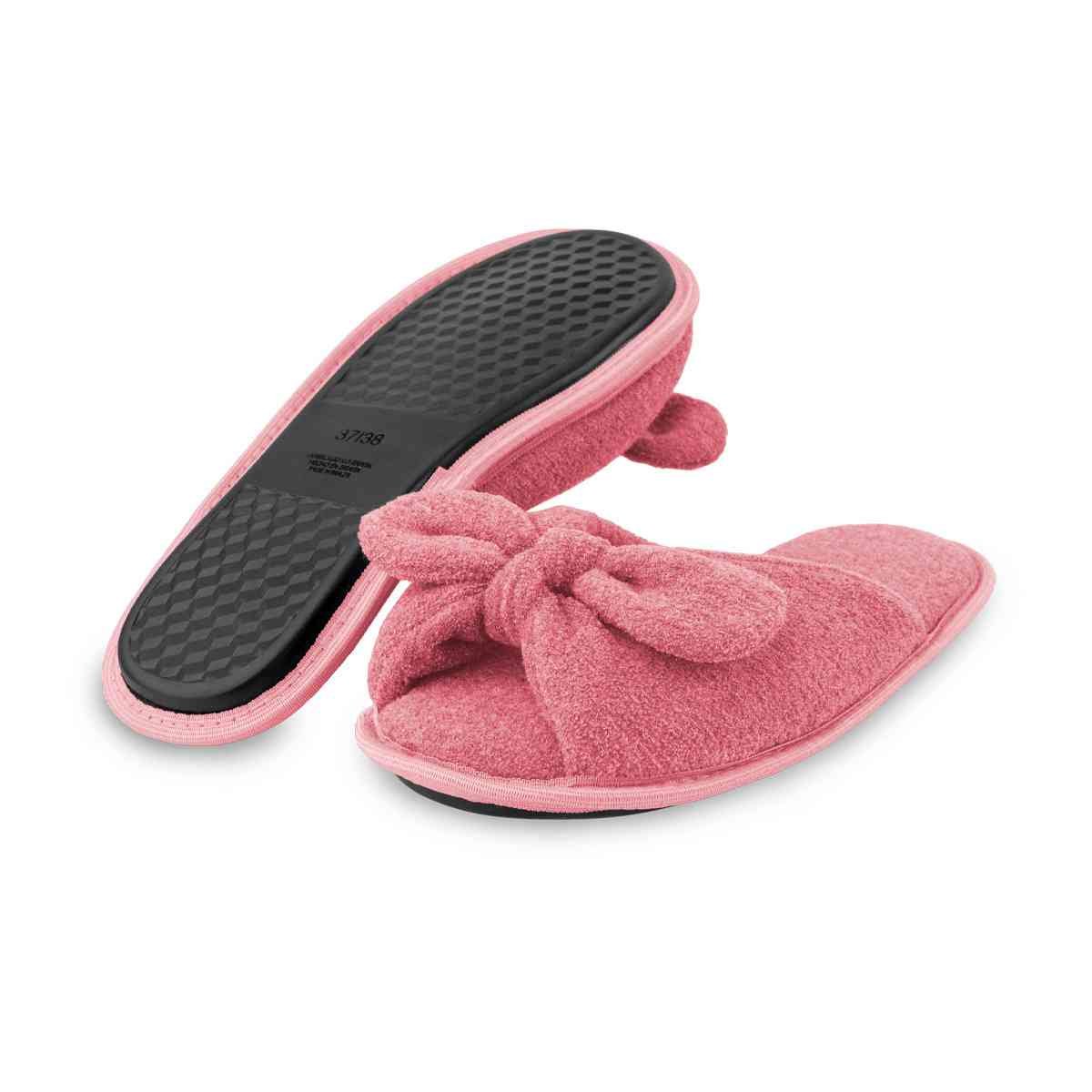 Pantufa Feminina Salmão Com Laço Antiderrapante Super Fofinha e Resistente Chinelo de Quarto Salmão 4