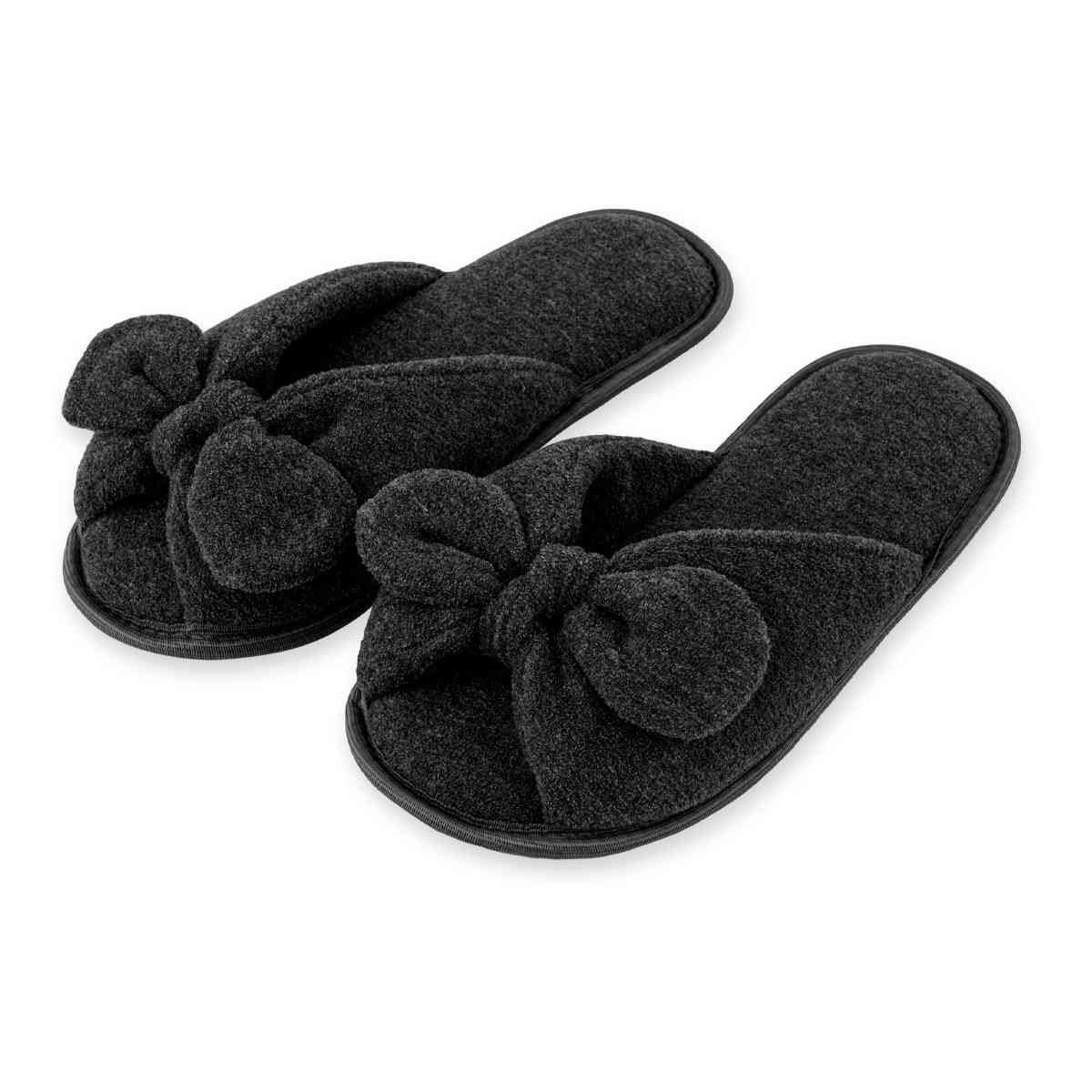 Pantufa Feminina Preta Com Laço Antiderrapante Super Fofinha e Resistente Chinelo de Quarto