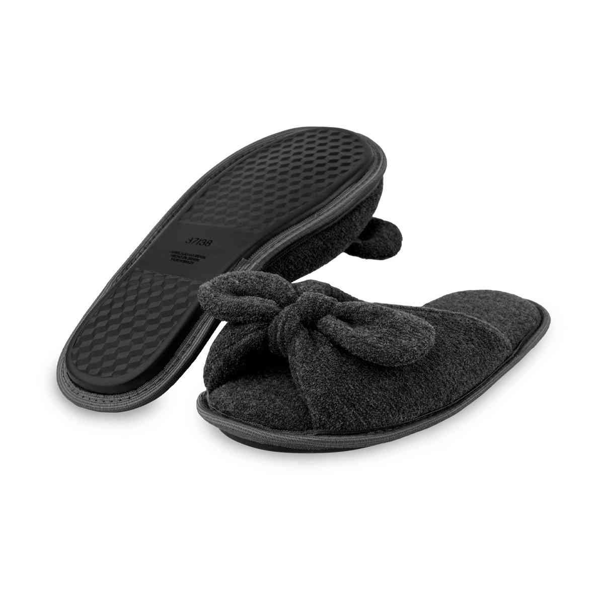 Pantufa Feminina Preta Com Laço Antiderrapante Super Fofinha e Resistente Chinelo de Quarto Preto 4