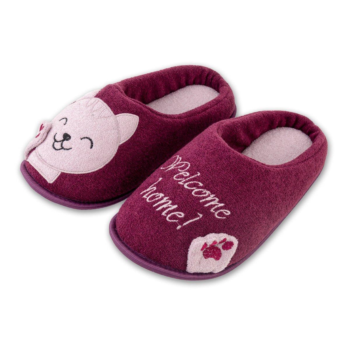 Pantufa Gatinho Feliz Bordo Chinelo de Quarto Antiderrapante Adulta e Infantil Super Fofinha e Resistente