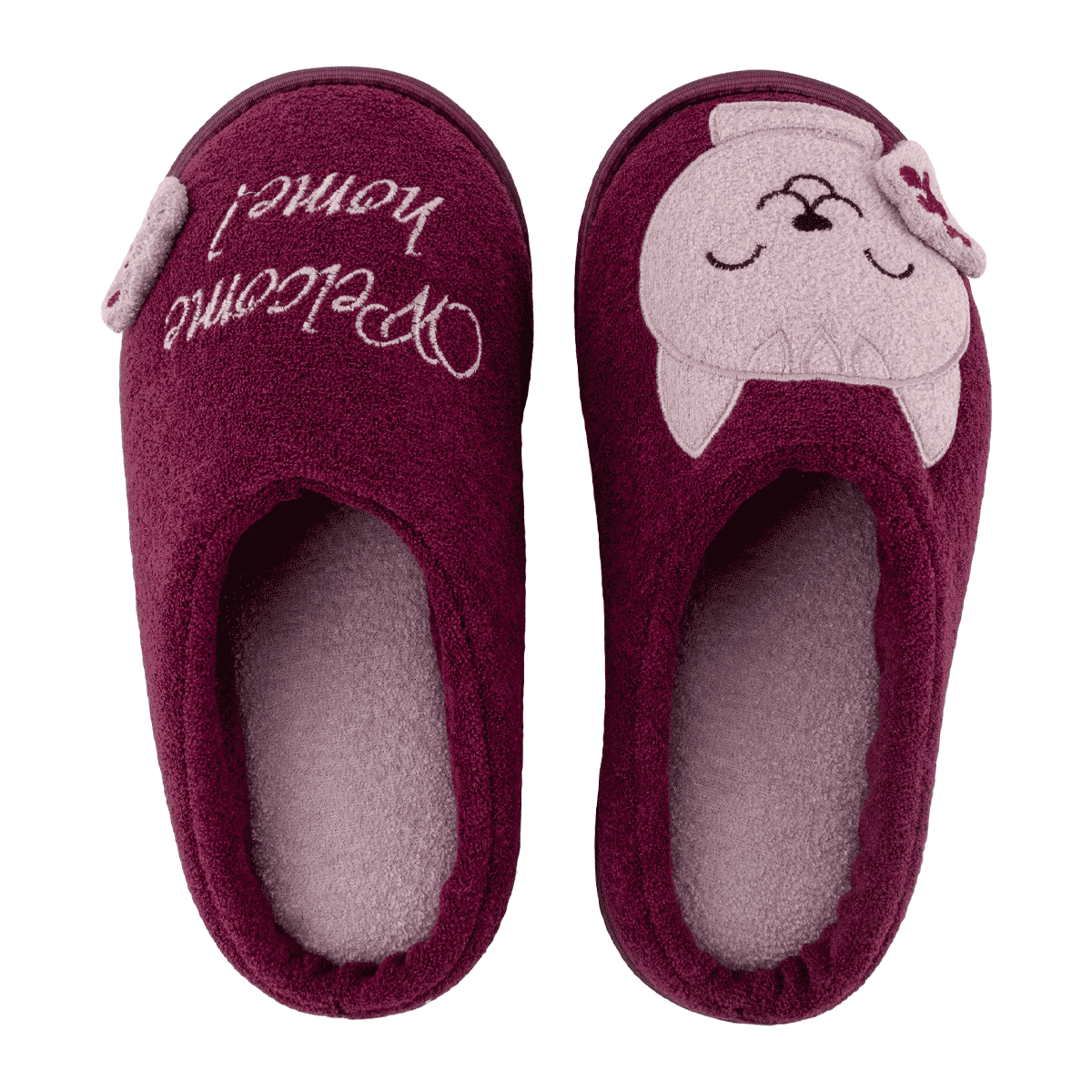 Pantufa Gatinho Feliz Bordo Chinelo de Quarto Antiderrapante Adulta e Infantil Super Fofinha e Resistente Bordô 3