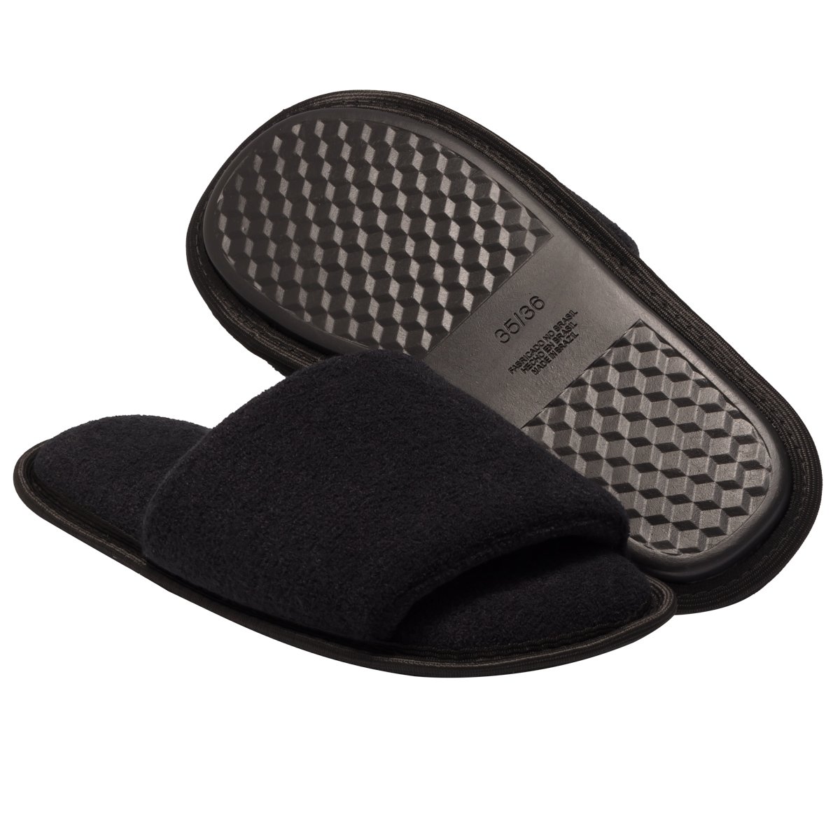 Pantufa Slide Preta com Sola Antiderrapante Chinelo de Quarto Super Macio e Resistente Preto 3