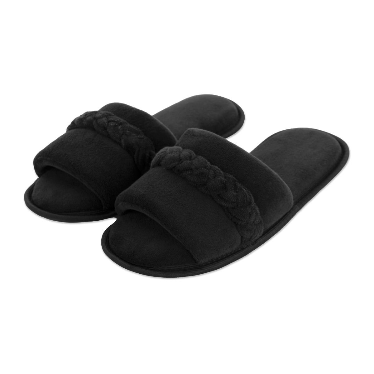Pantufa Slide Preta com Trança Sola Antiderrapante Chinelo de Quarto Super Macio e Resistente