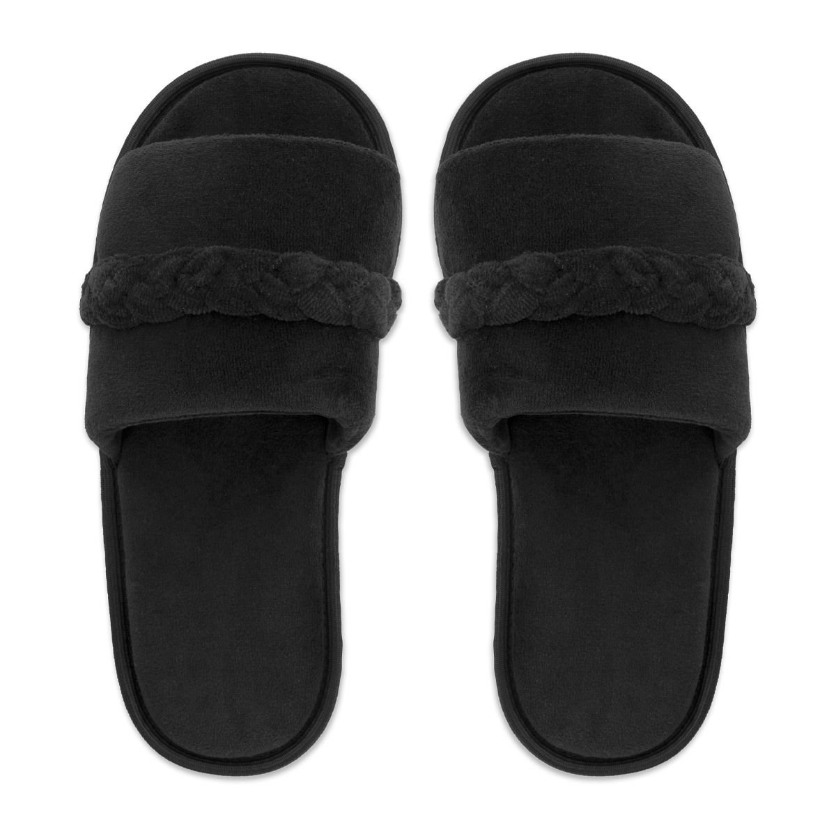 Pantufa Slide Preta com Trança Sola Antiderrapante Chinelo de Quarto Super Macio e Resistente Preto 3