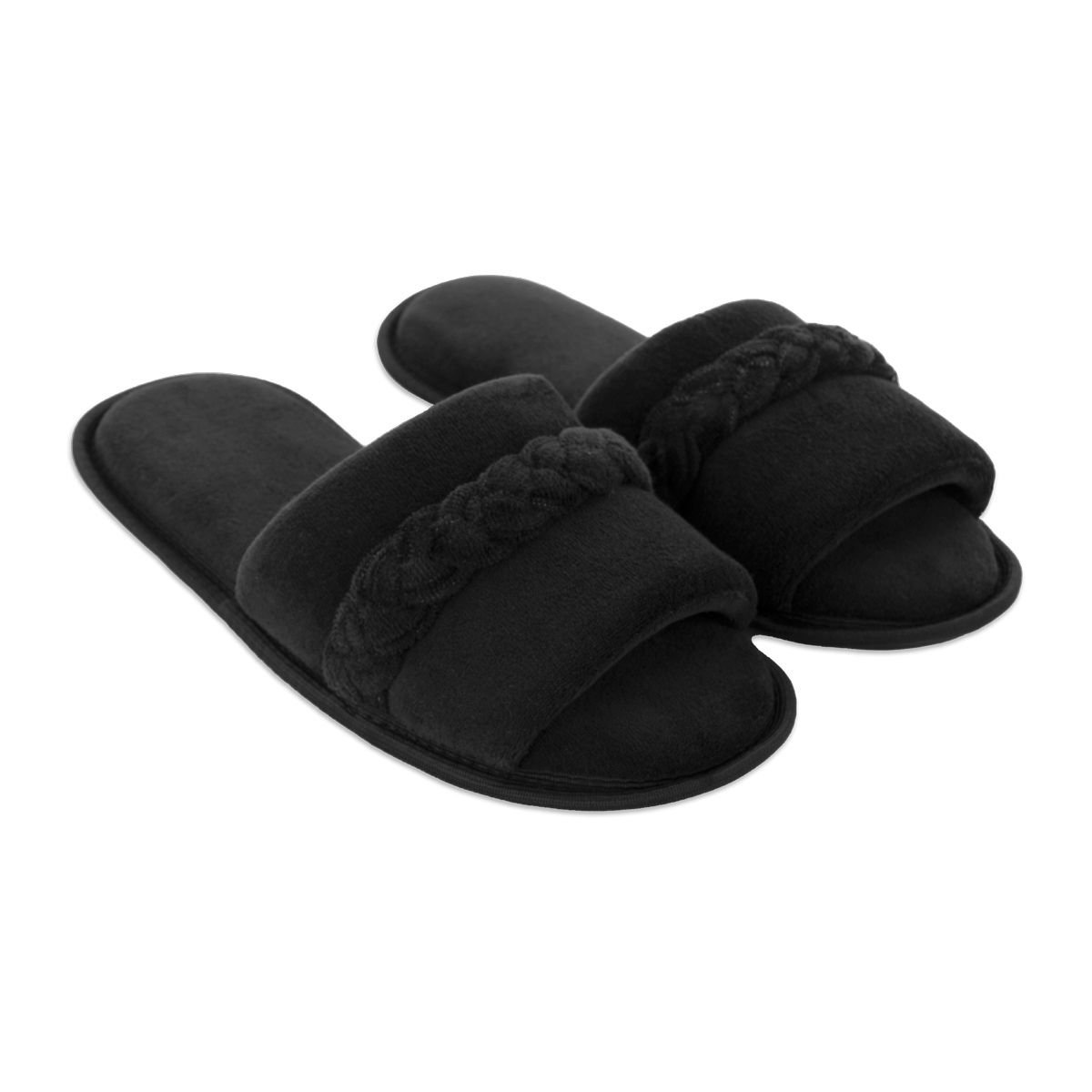 Pantufa Slide Preta com Trança Sola Antiderrapante Chinelo de Quarto Super Macio e Resistente Preto 4
