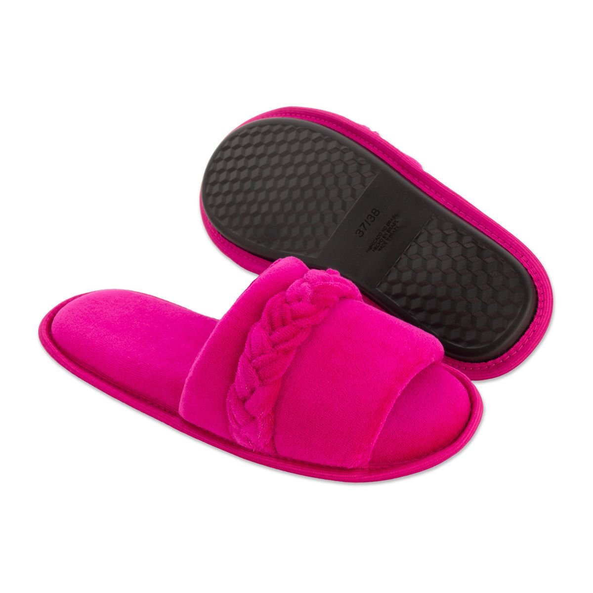 Pantufa Slide Rosa com Trança Sola Antiderrapante Chinelo de Quarto Super Macio e Resistente Rosa 2