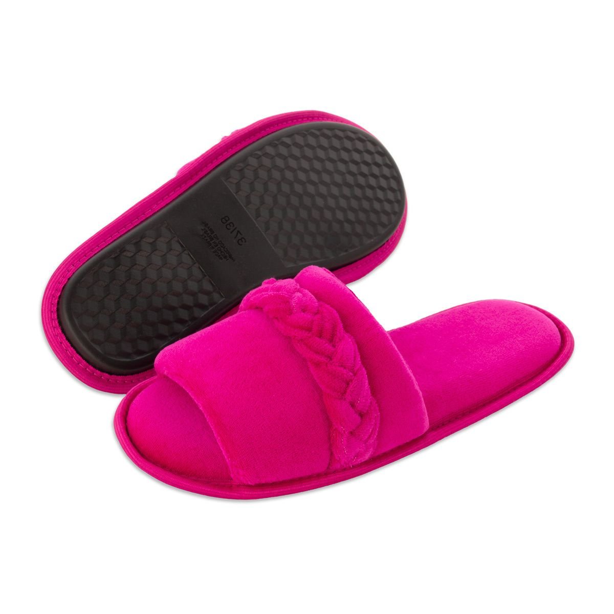 Pantufa Slide Rosa com Trança Sola Antiderrapante Chinelo de Quarto Super Macio e Resistente Rosa 5