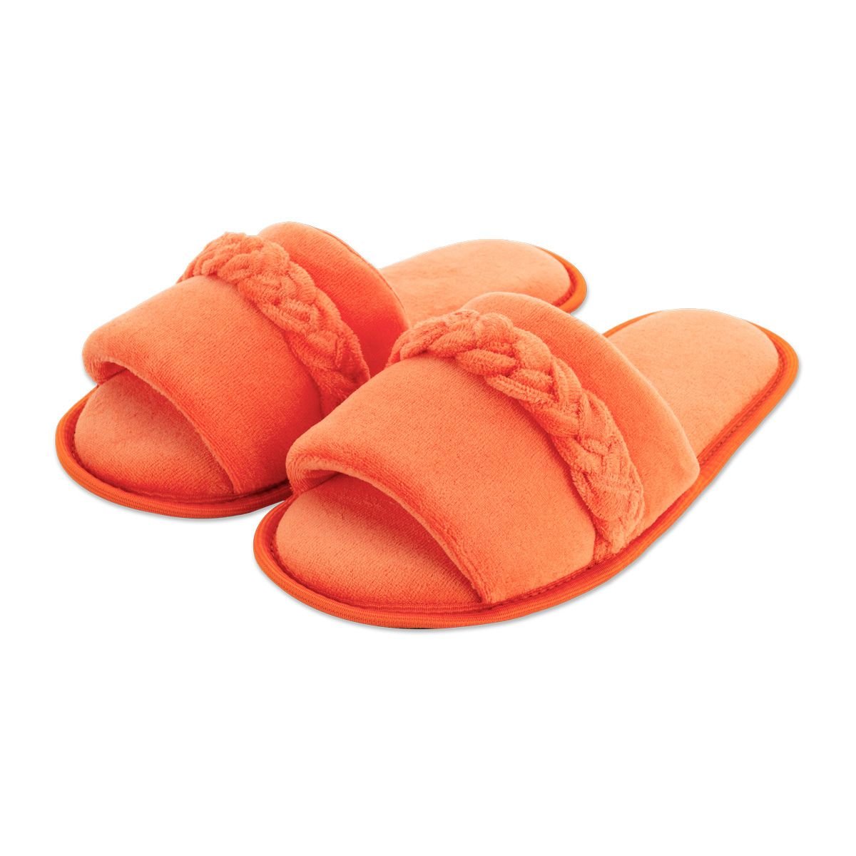 Pantufa Slide Laranja com Trança Sola Antiderrapante Chinelo de Quarto Super Macio e Resistente
