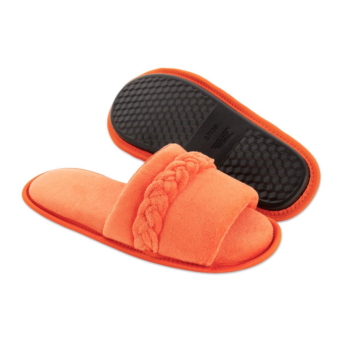 Pantufa Slide Laranja com Trança Sola Antiderrapante Chinelo de Quarto Super Macio e Resistente Laranja 2