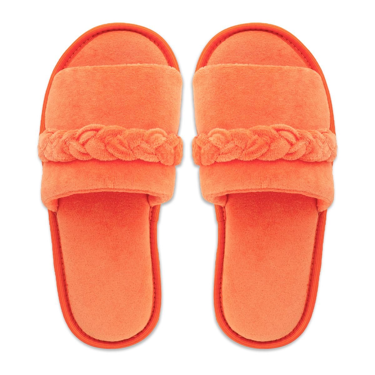 Pantufa Slide Laranja com Trança Sola Antiderrapante Chinelo de Quarto Super Macio e Resistente Laranja 3