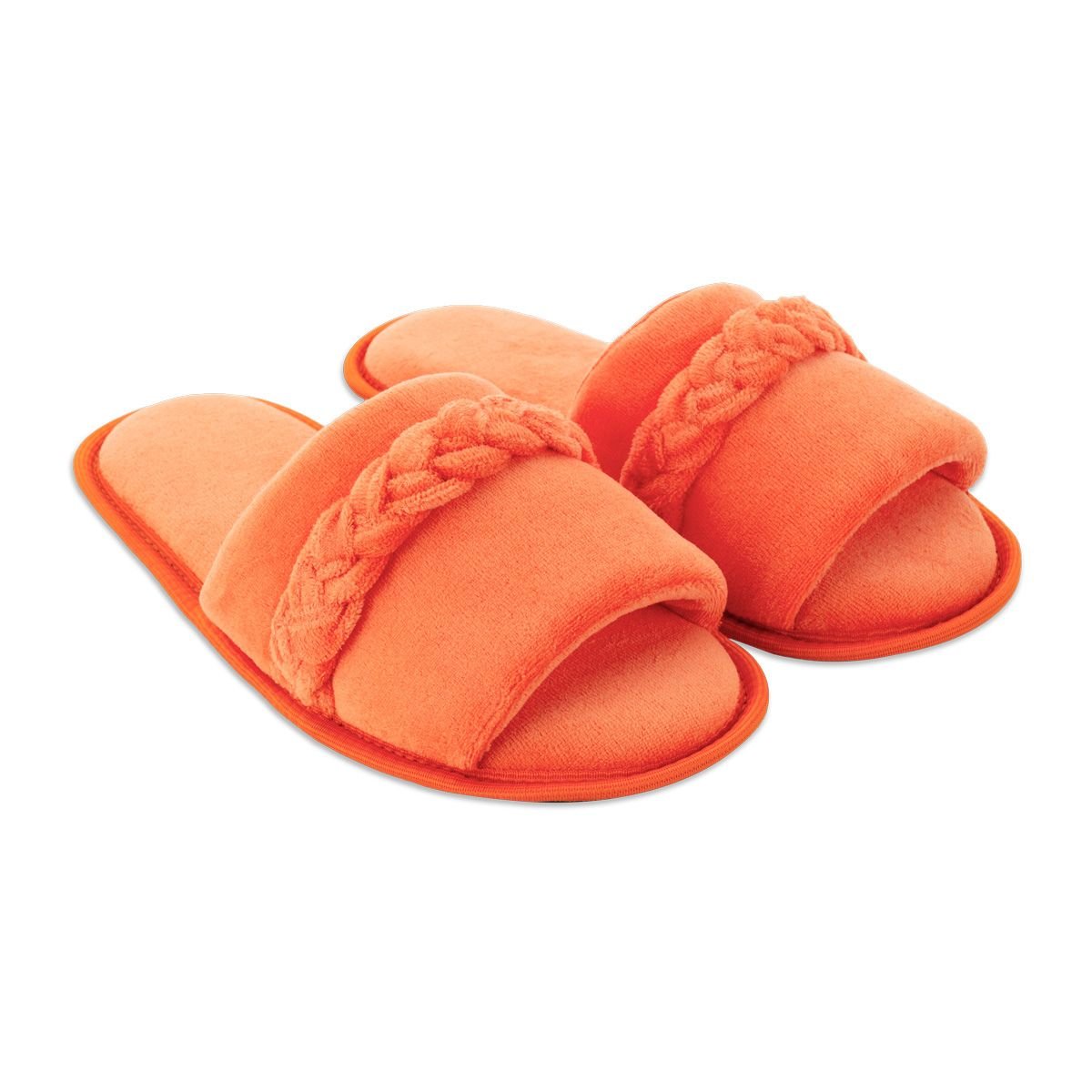 Pantufa Slide Laranja com Trança Sola Antiderrapante Chinelo de Quarto Super Macio e Resistente Laranja 4