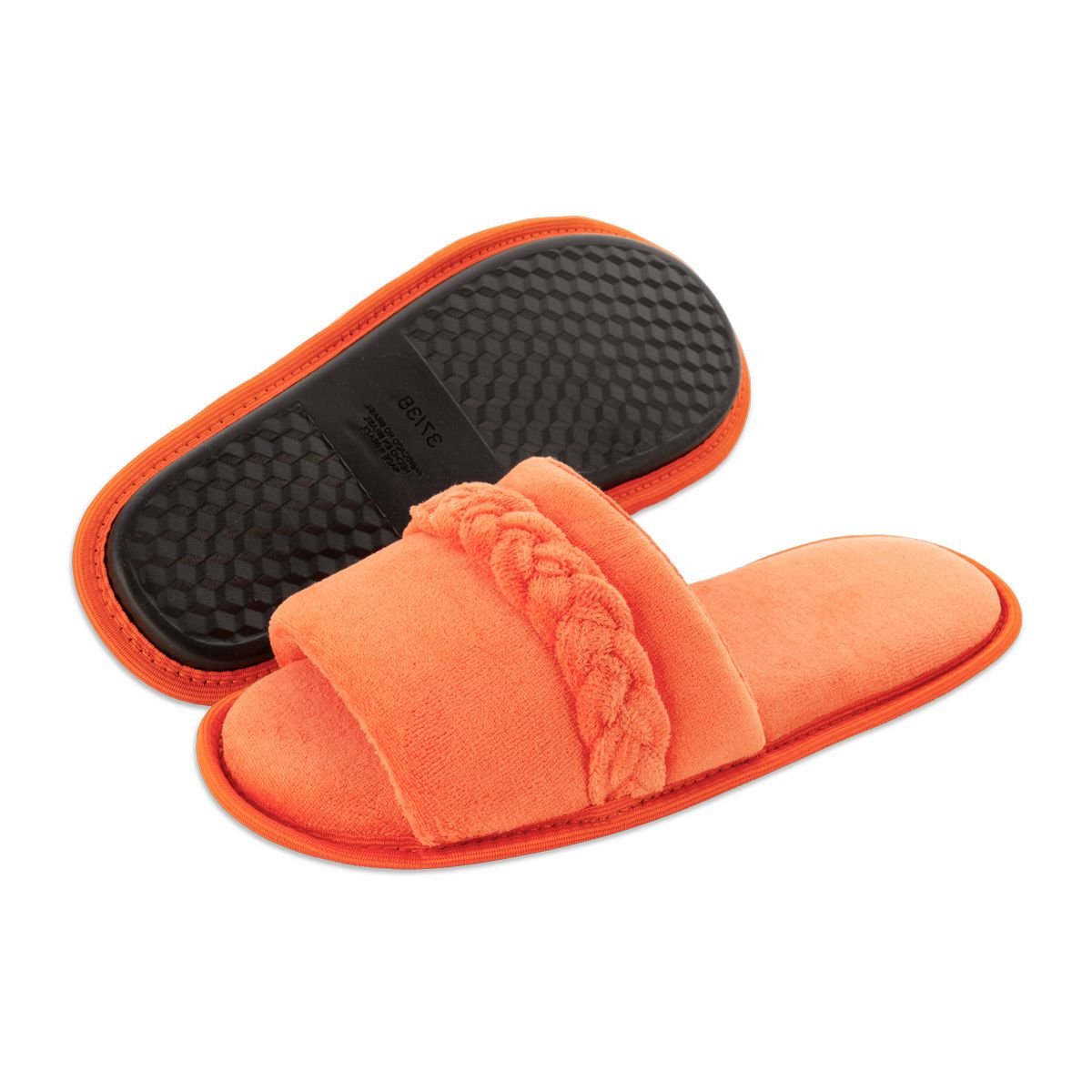 Pantufa Slide Laranja com Trança Sola Antiderrapante Chinelo de Quarto Super Macio e Resistente Laranja 5