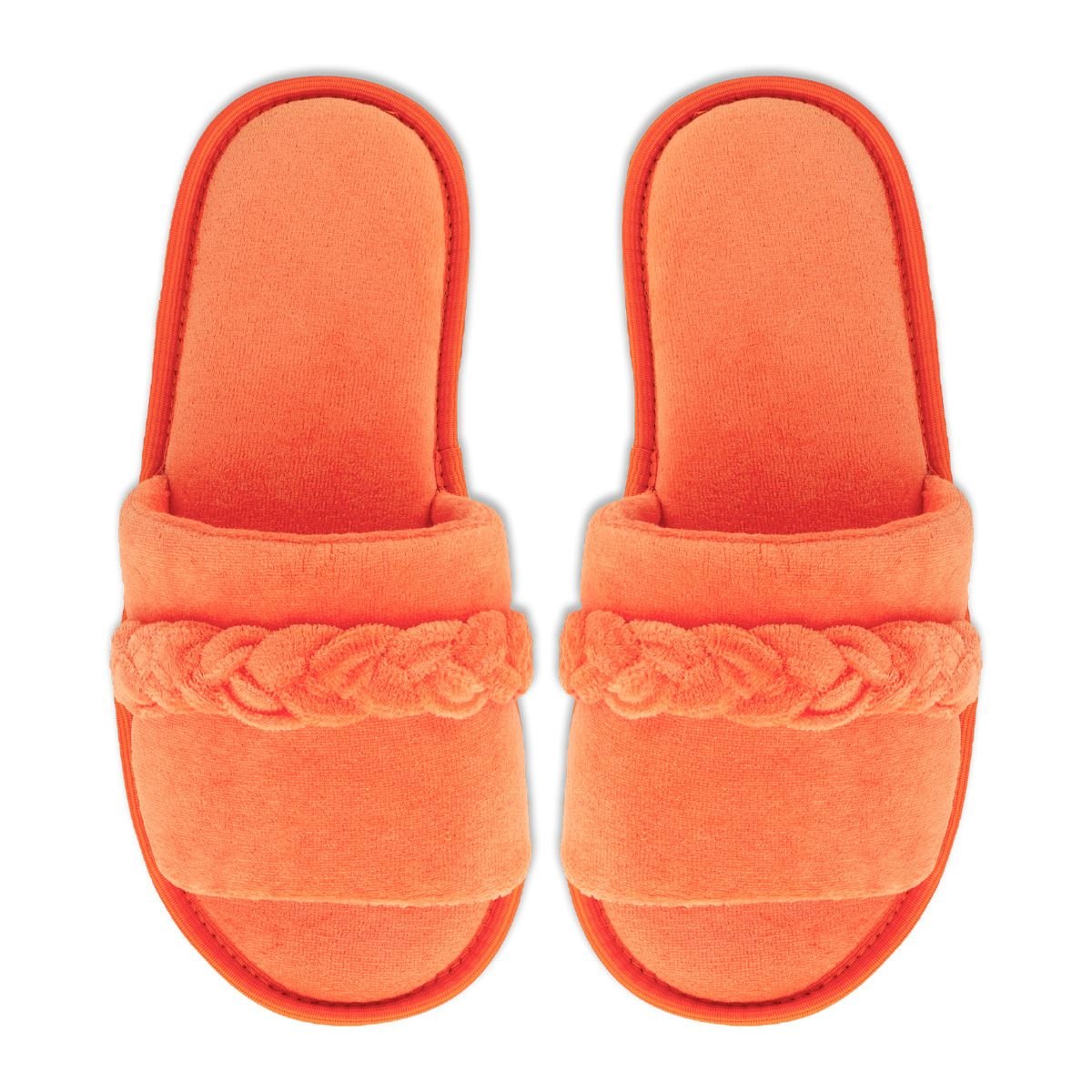 Pantufa Slide Laranja com Trança Sola Antiderrapante Chinelo de Quarto Super Macio e Resistente Laranja 6