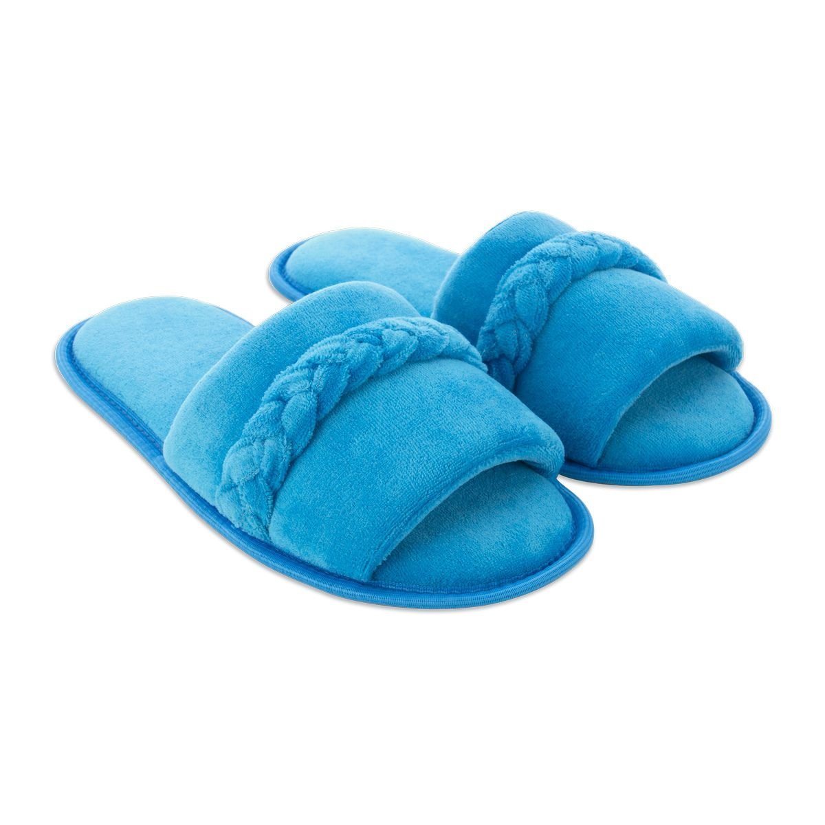 Pantufa Slide Azul com Trança Sola Antiderrapante Chinelo de Quarto Super Macio e Resistente Azul 6