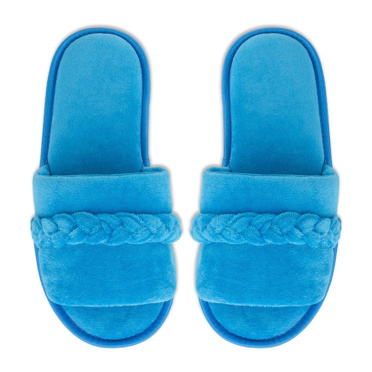 Pantufa Slide Azul com Trança Sola Antiderrapante Chinelo de Quarto Super Macio e Resistente Azul 2