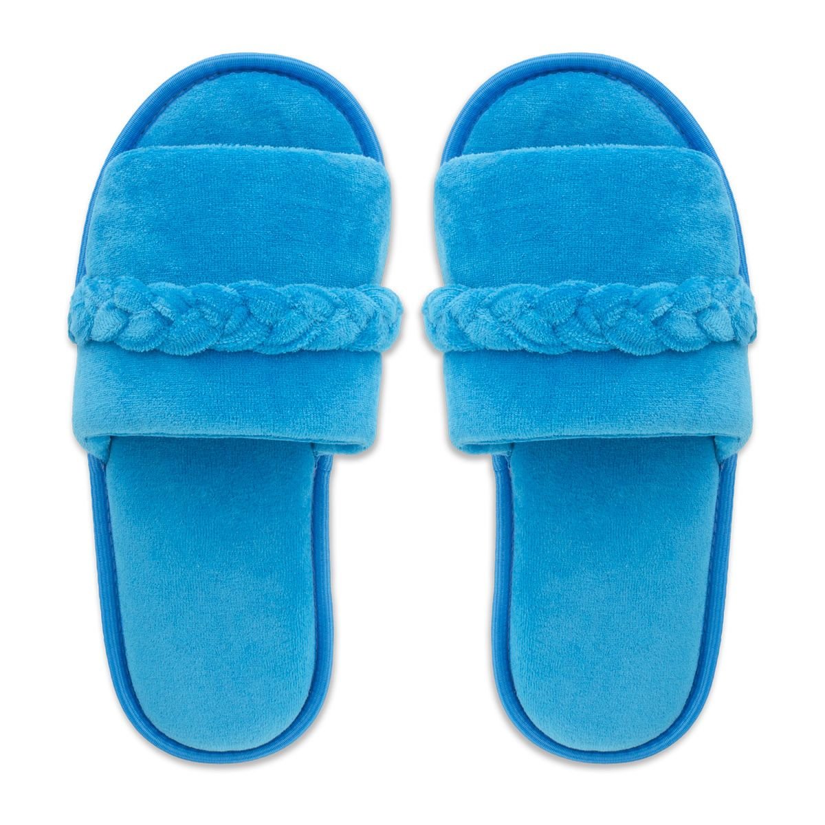 Pantufa Slide Azul com Trança Sola Antiderrapante Chinelo de Quarto Super Macio e Resistente Azul 4