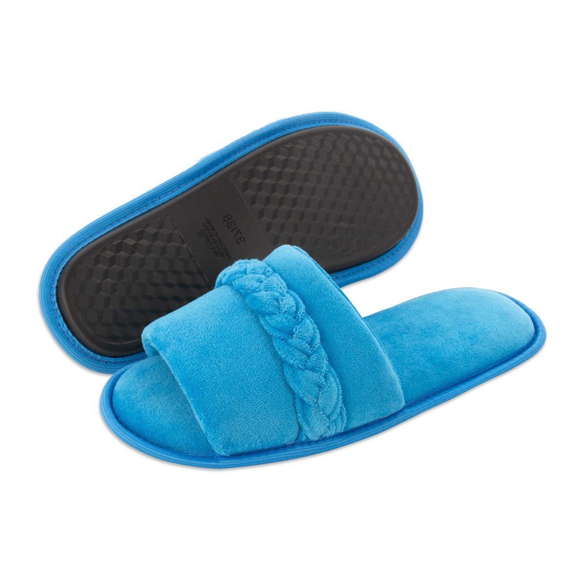Pantufa Slide Azul com Trança Sola Antiderrapante Chinelo de Quarto Super Macio e Resistente Azul 5
