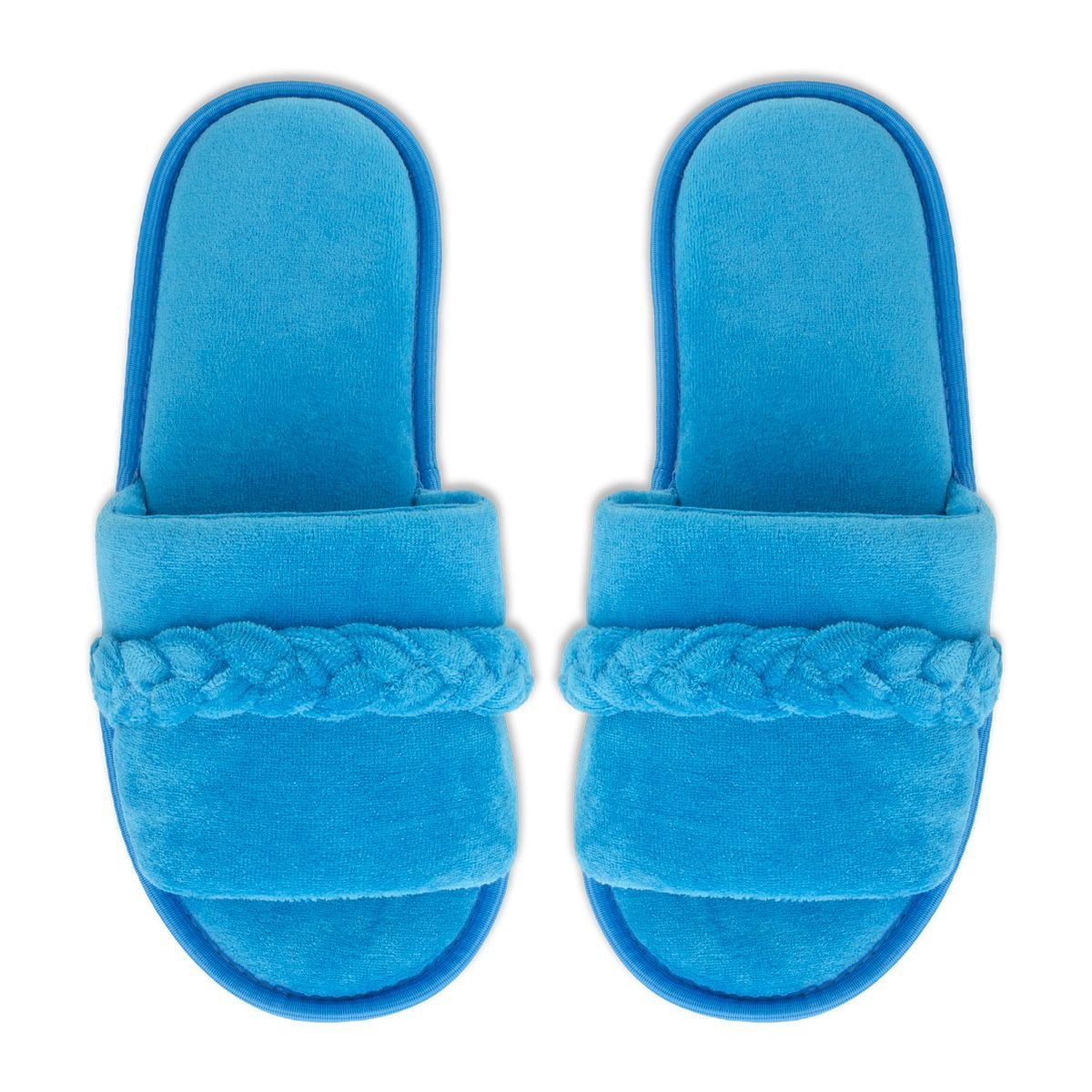 Pantufa Slide Azul com Trança Sola Antiderrapante Chinelo de Quarto Super Macio e Resistente Azul 2