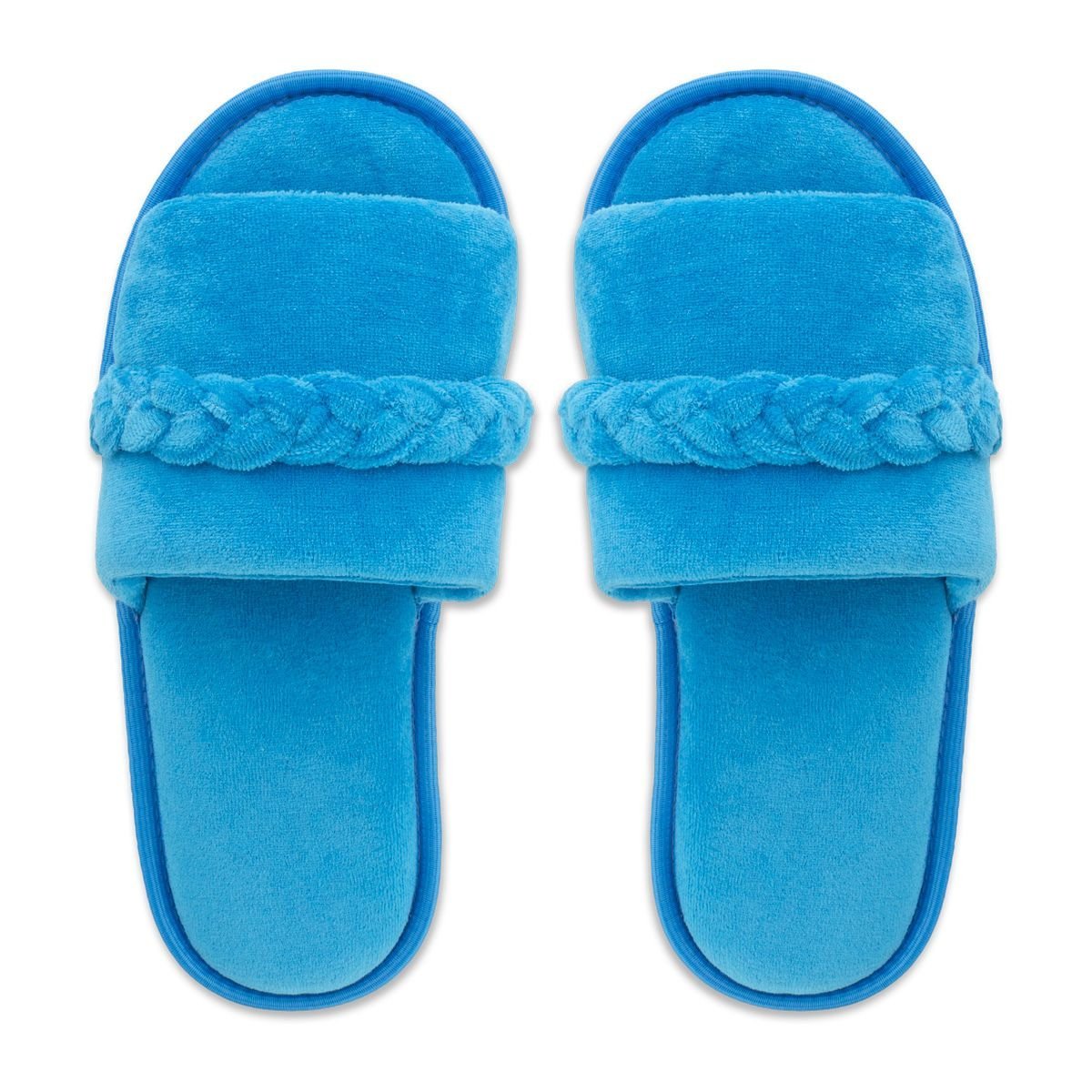 Pantufa Slide Azul com Trança Sola Antiderrapante Chinelo de Quarto Super Macio e Resistente Azul 4