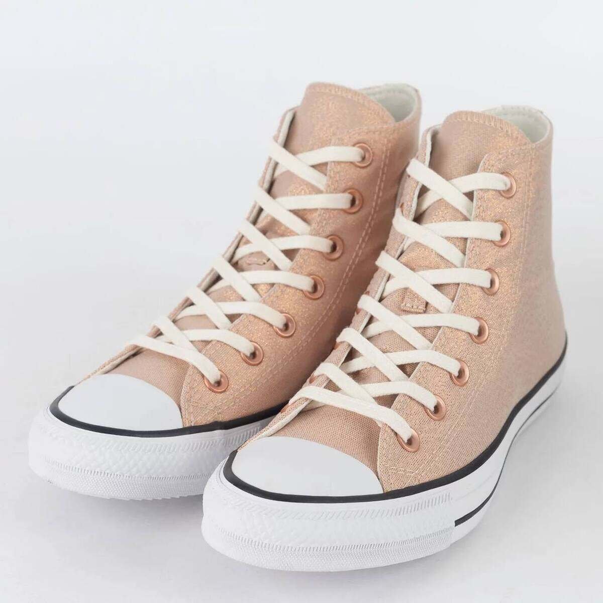 Tenis Converse Ct25640002 Ct Hi Brilho  Dourado/Preto/Branco 2