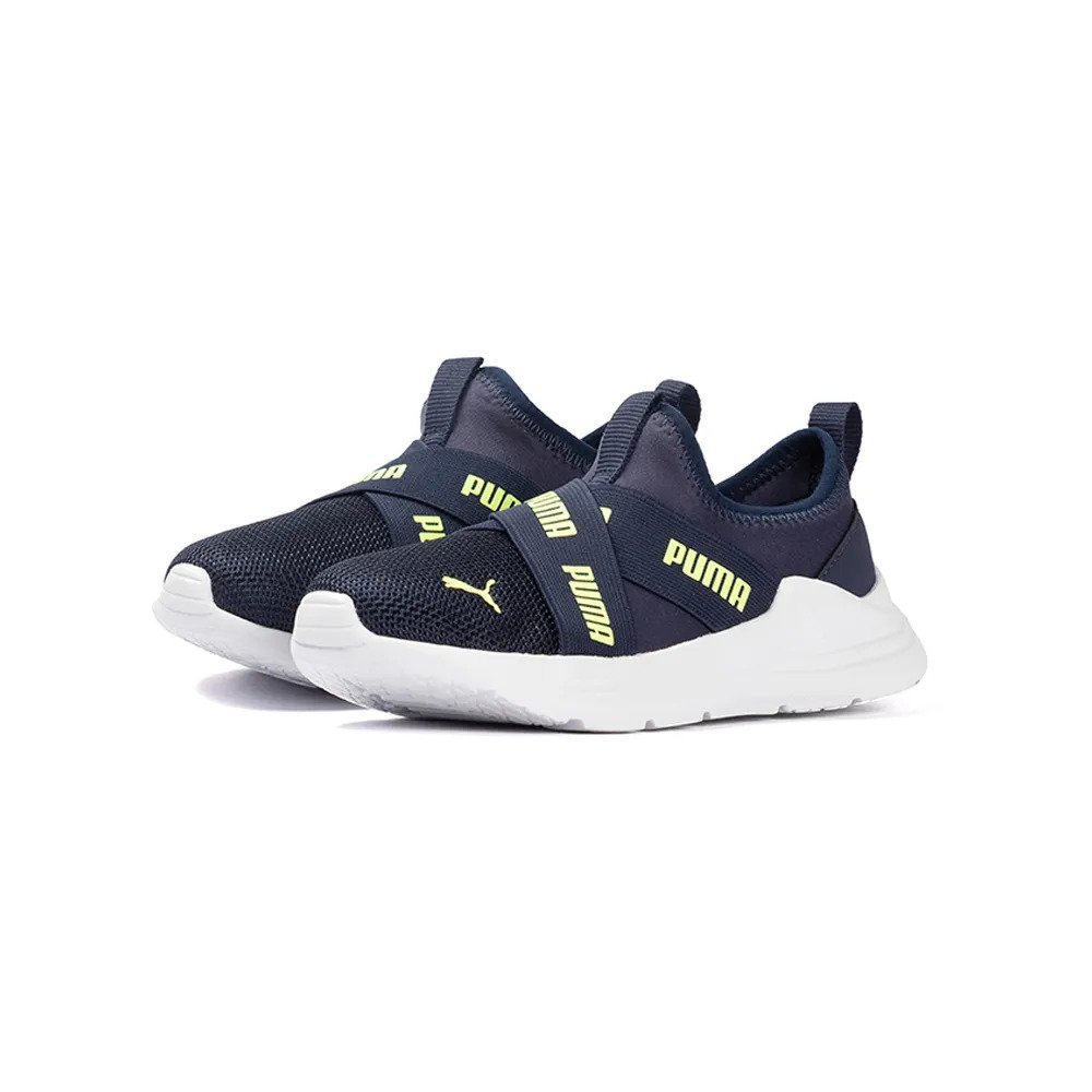 Tenis Infantil Puma 384666 08 Slip-On Ps  Azul Marinho/Branco/Verde 1