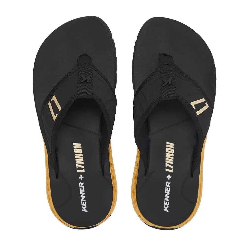 Chinelo Kenner Djy-01 Rakka Alta Frequencia L7  Preto/Dourado 2