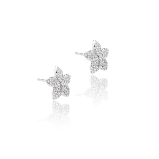 Joia - Brinco Florescer Cravejado com Cristais - Prata 925 e Banho em Ródio Branco Prata 2