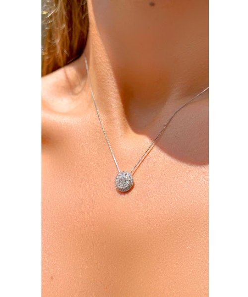 Joia - Conjunto Colar e Brincos Mandala Cravejados com Zircônias - Prata 925 e Banho em Ródio Branco Prata 8