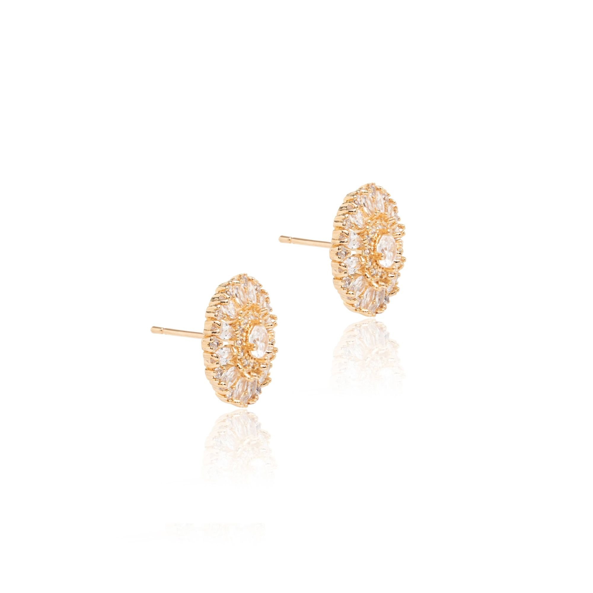 Semijoia - Brinco Mandala com Cristais - Ouro 18k Dourado 2