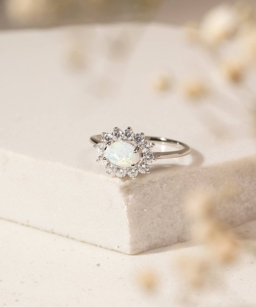 Joia - Anel Boreal Opala Bordada com Cristais - Prata 925 e Banho em Ródio Branco Prata 4