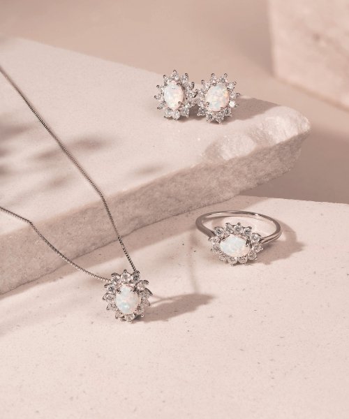 Joia - Anel Boreal Opala Bordada com Cristais - Prata 925 e Banho em Ródio Branco Prata 5