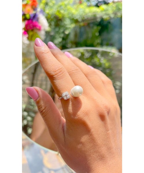 Joia - Anel Luz Pérola e Cristais - Prata 925 e Banho em Ródio Branco Prata/Branco 3