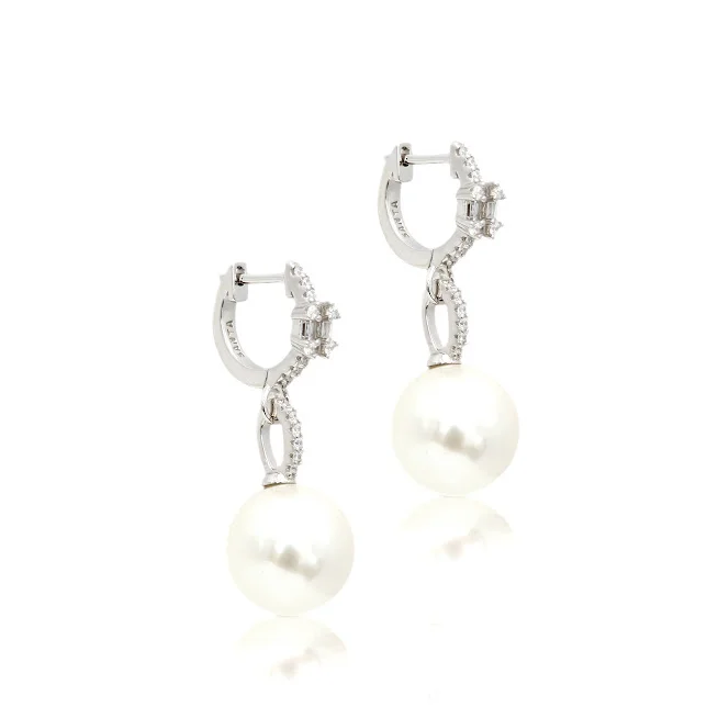 Joia - Brinco Pérola com Cristais - Prata 925 e Banho em Ródio Branco Prata 3