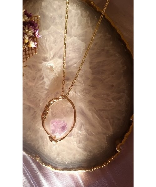 Semijoia - Colar Folha Pedra Natural Ametista Bruta- Ouro 18k Dourado 2