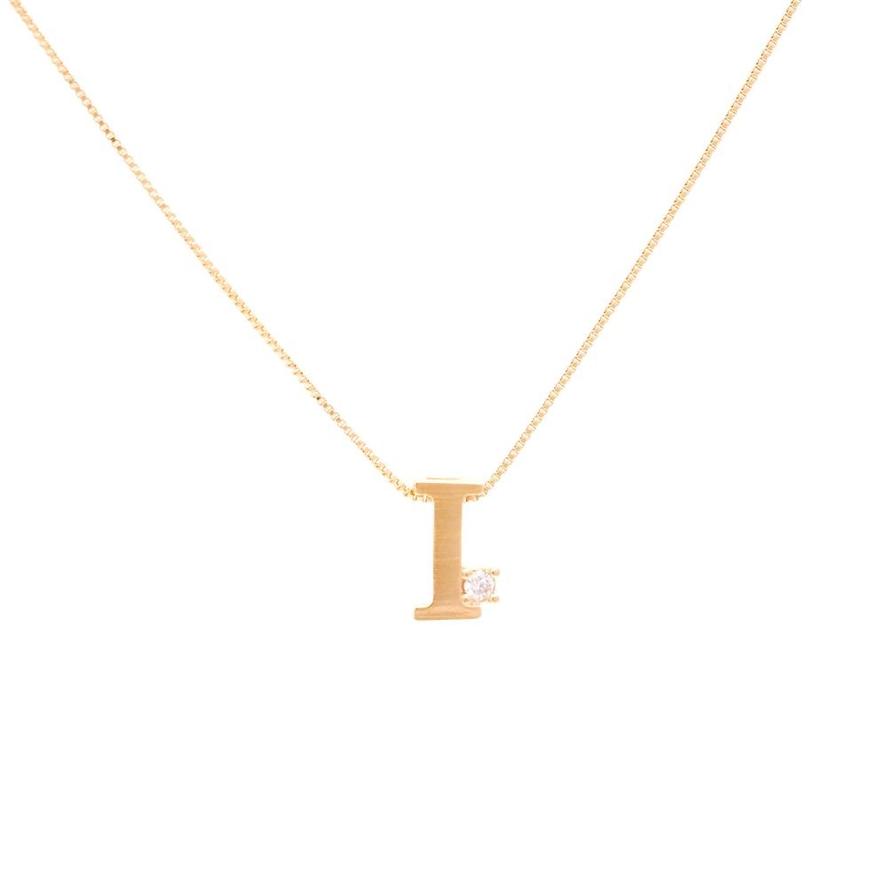 Semijoia - Colar Inicial Letra I com Ponto de Luz - Ouro 18k