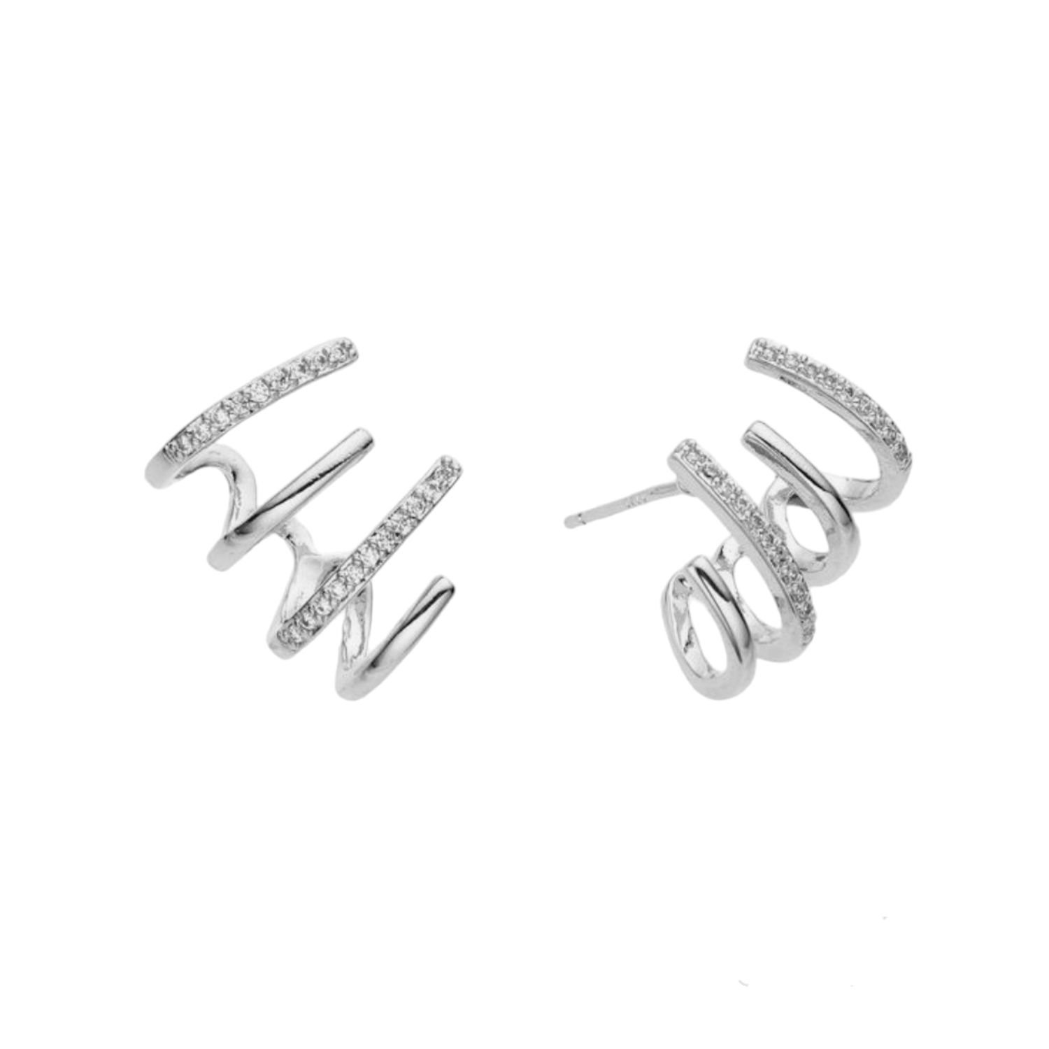 Brinco Ear Cuff 4 Fios Banhado a Prata