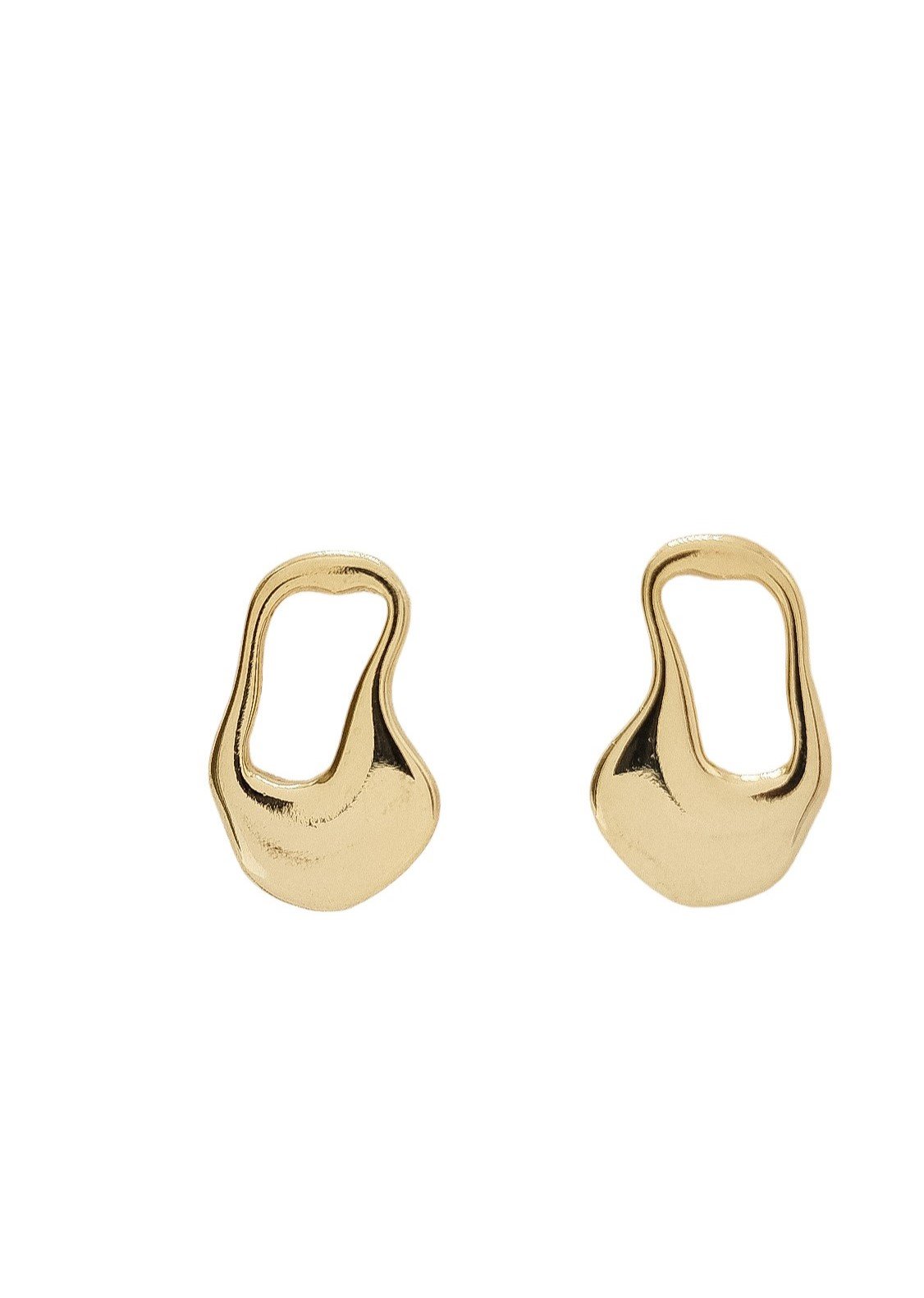 Brinco Orgânico Vazado Banhado a Ouro 18k