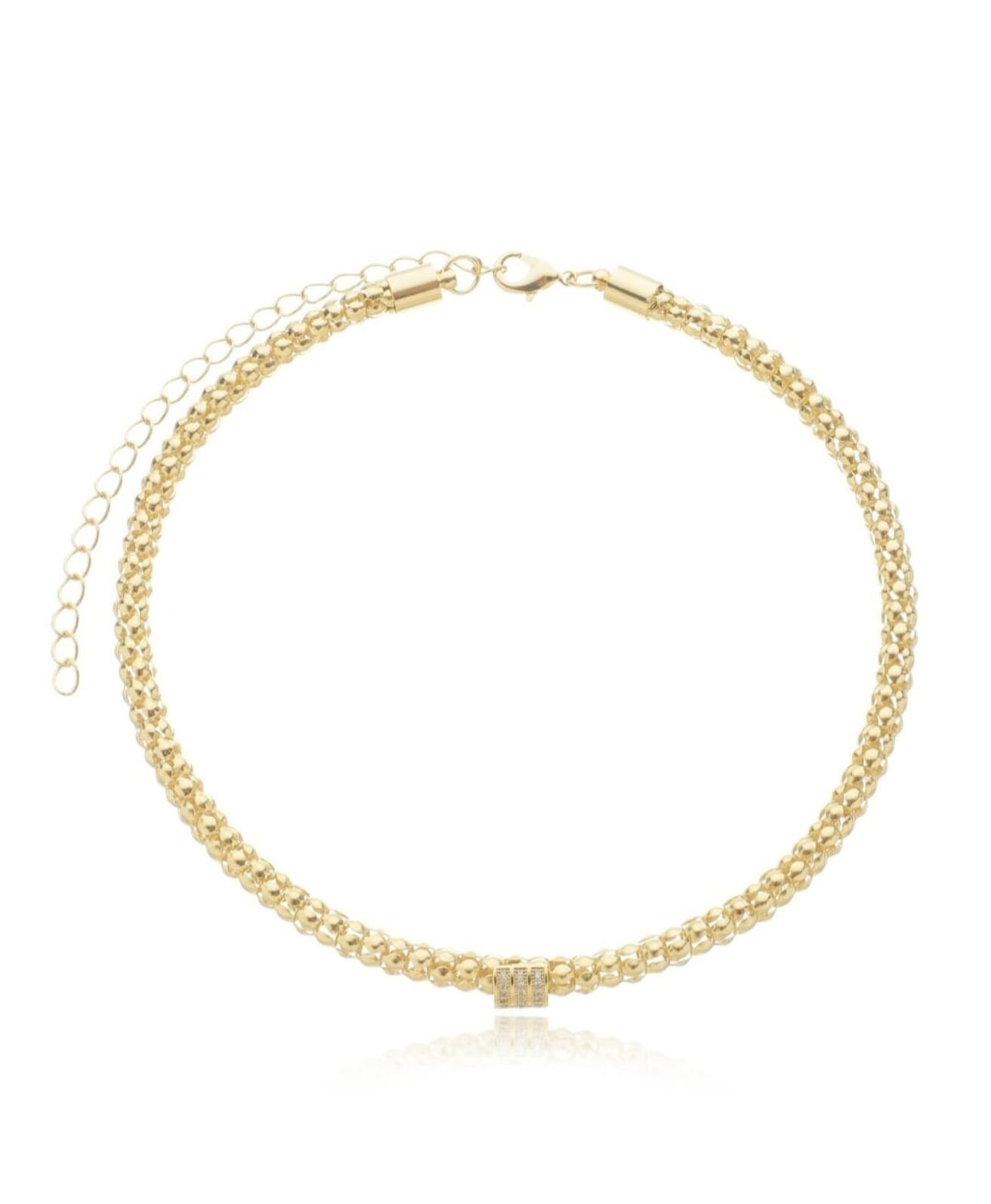 Choker Elos Redondos com detalhe em Zircônia Banhada a Ouro 18k