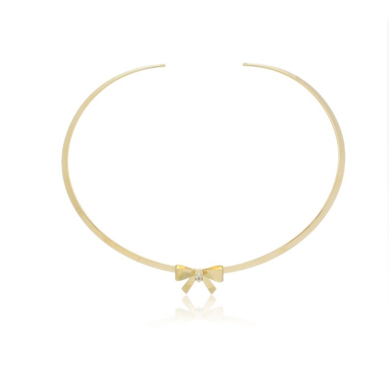 Choker Aro com Laço Banhada a Ouro 18k