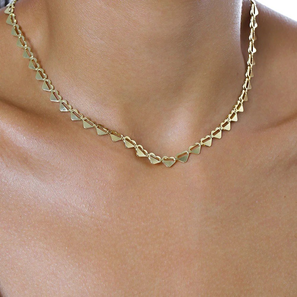 Choker Coração Banhada a Ouro 18k Dourado 2