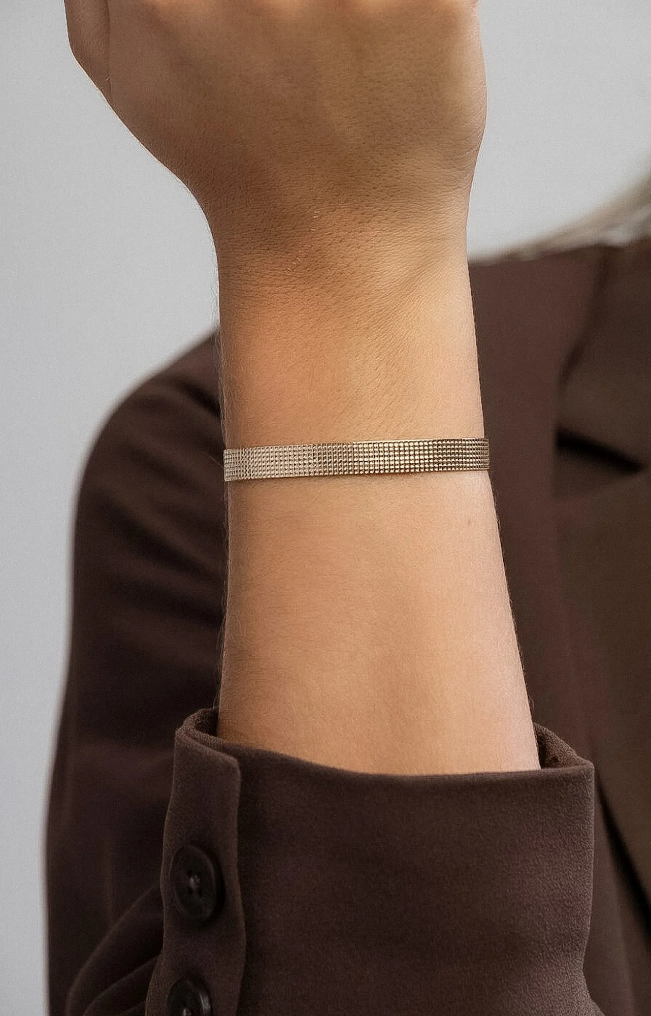 Bracelete Quadriculato Reto Banhado a Ouro 18k Dourado 2