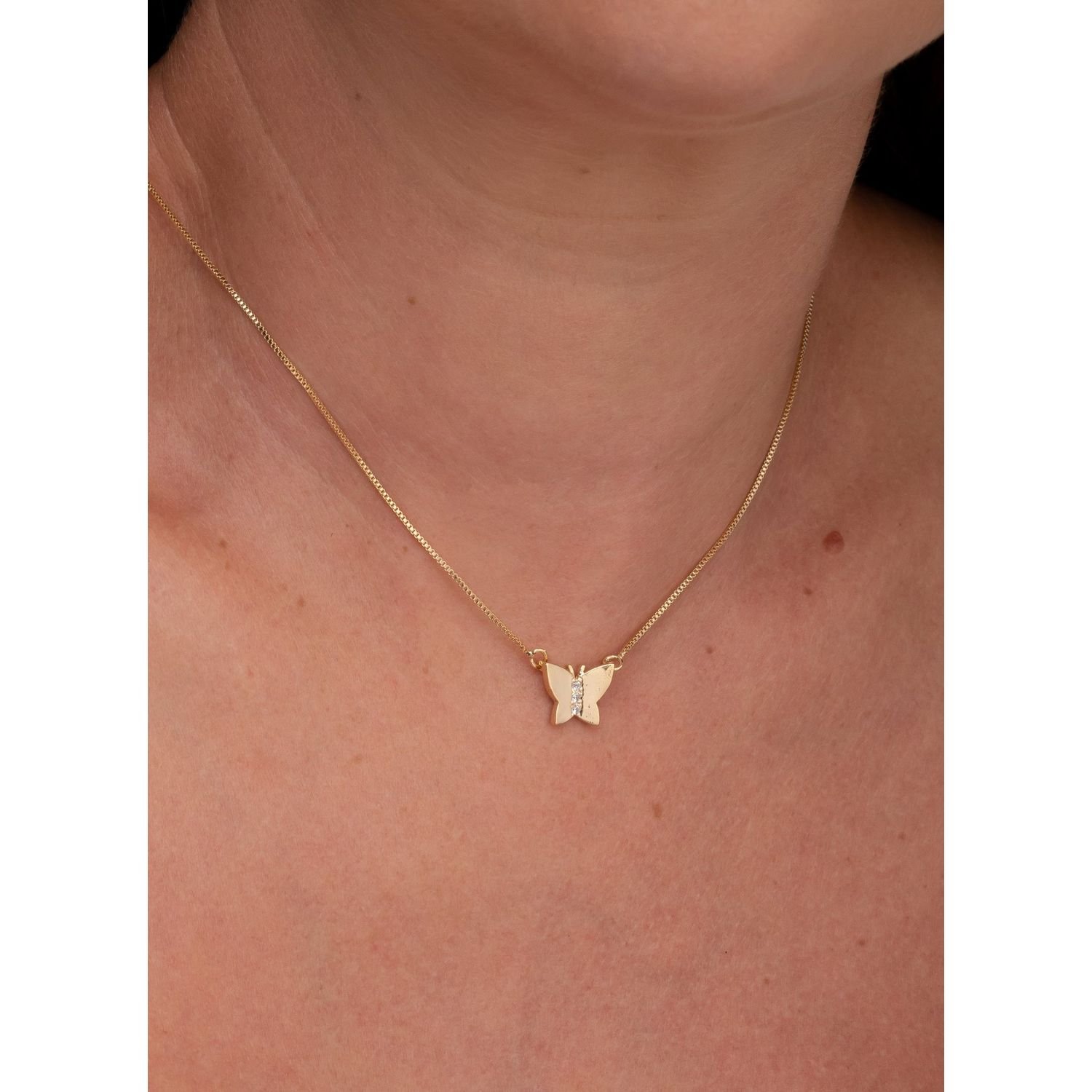 Gargantilha Banhada a Ouro 18k Borboleta Dourado 2