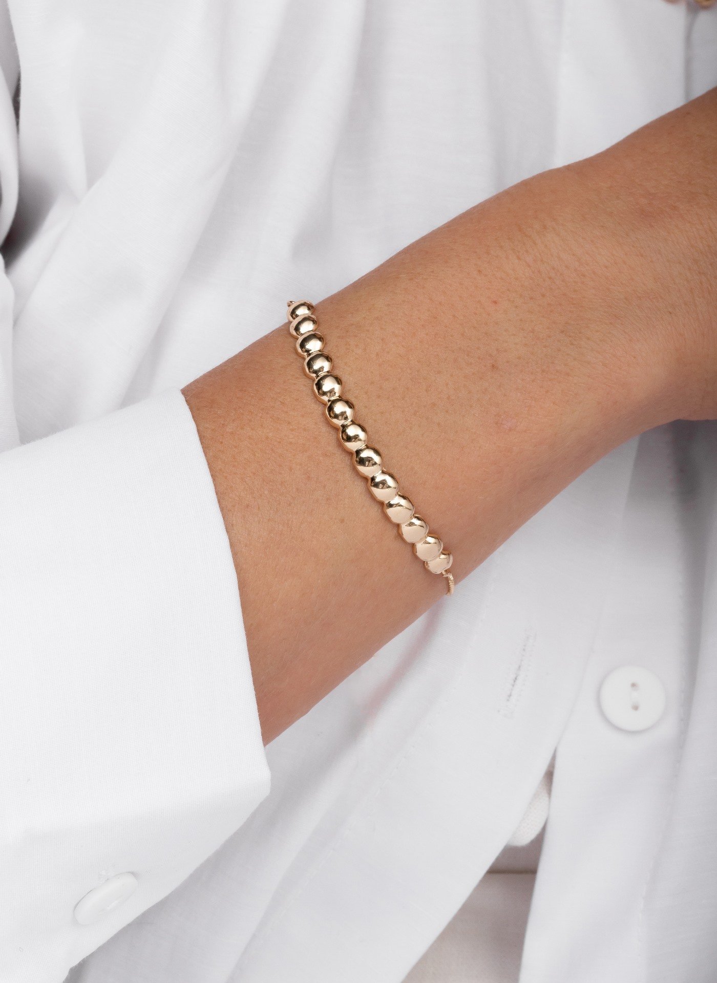 Pulseira Bolas com Fecho ajustavél Banhada a Ouro 18k Dourado 2