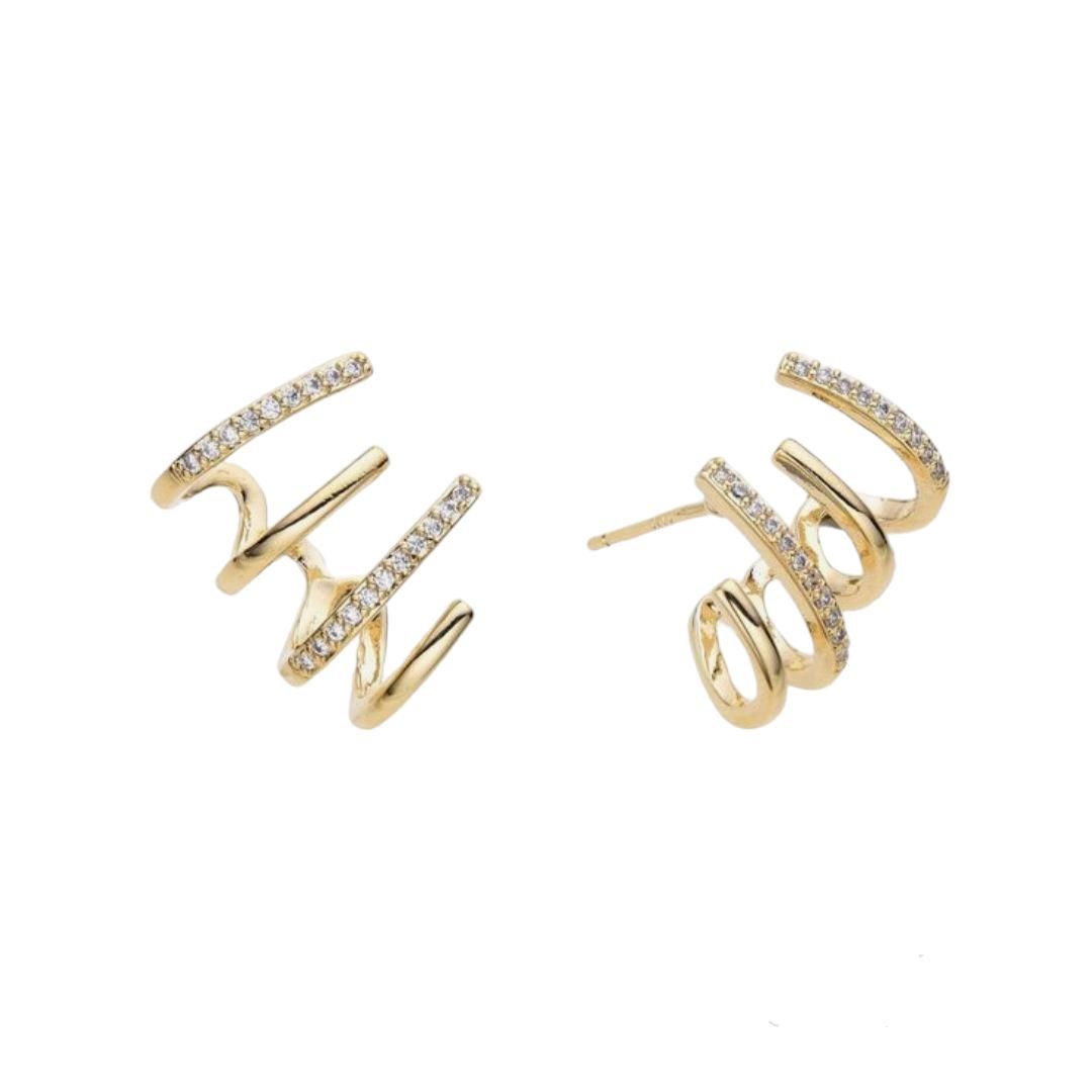Brinco Ear Cuff 4 Fios Banhado a Ouro 18k