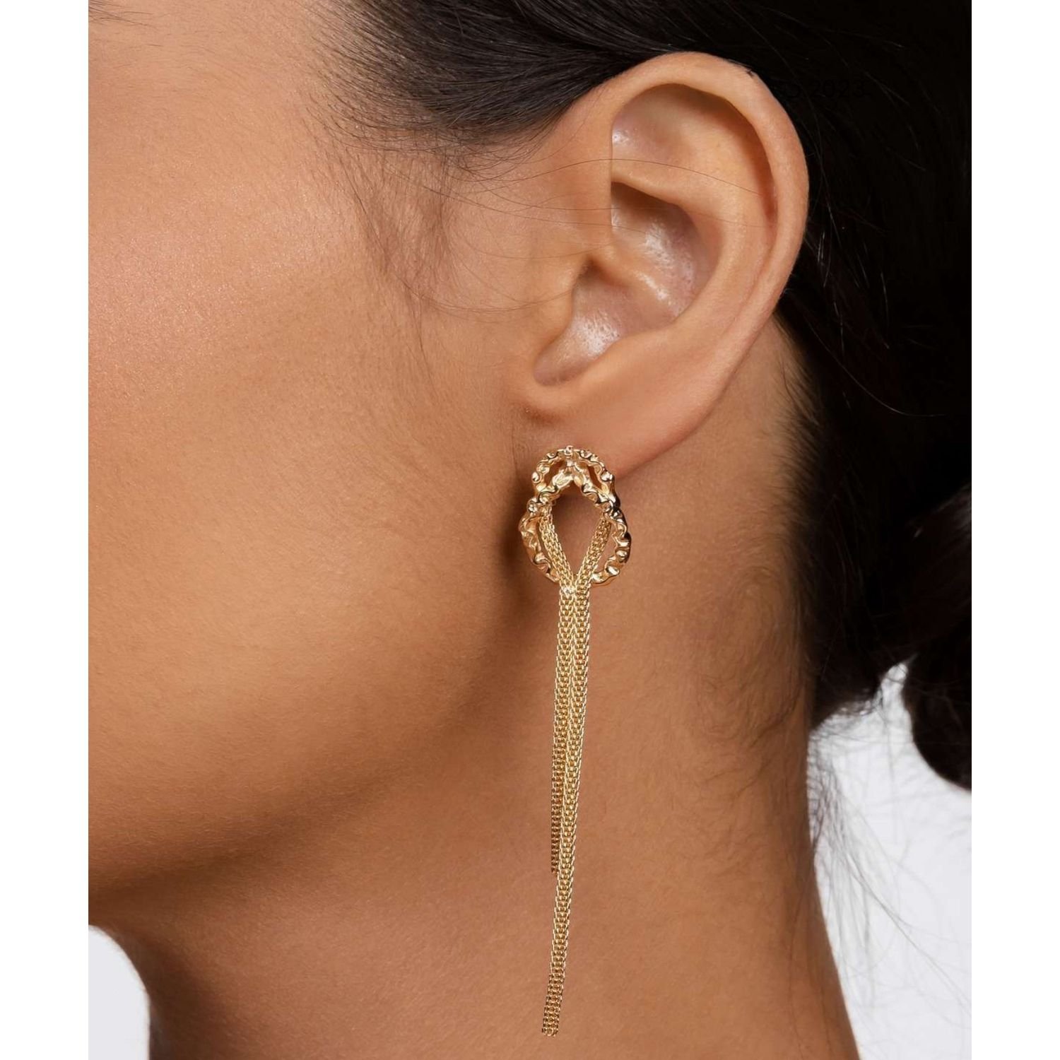 Brinco Franja Banhado a Ouro 18 k Dourado 2