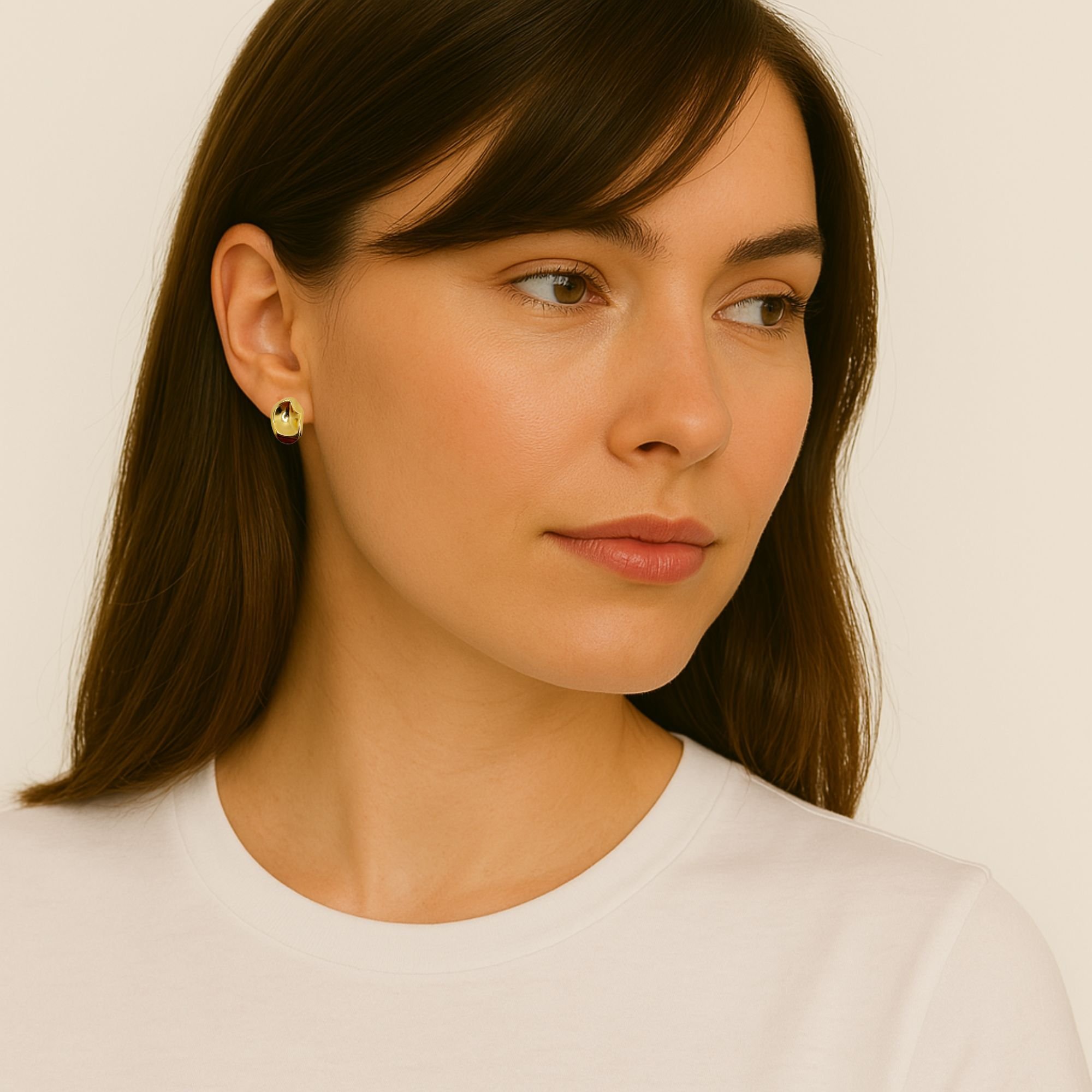 Brinco Orgânico Banhado a Ouro 18k Dourado 3