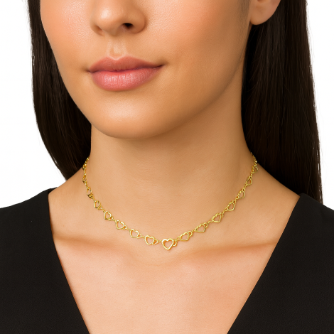 Choker Corações Banhada a Ouro 18k Dourado 2
