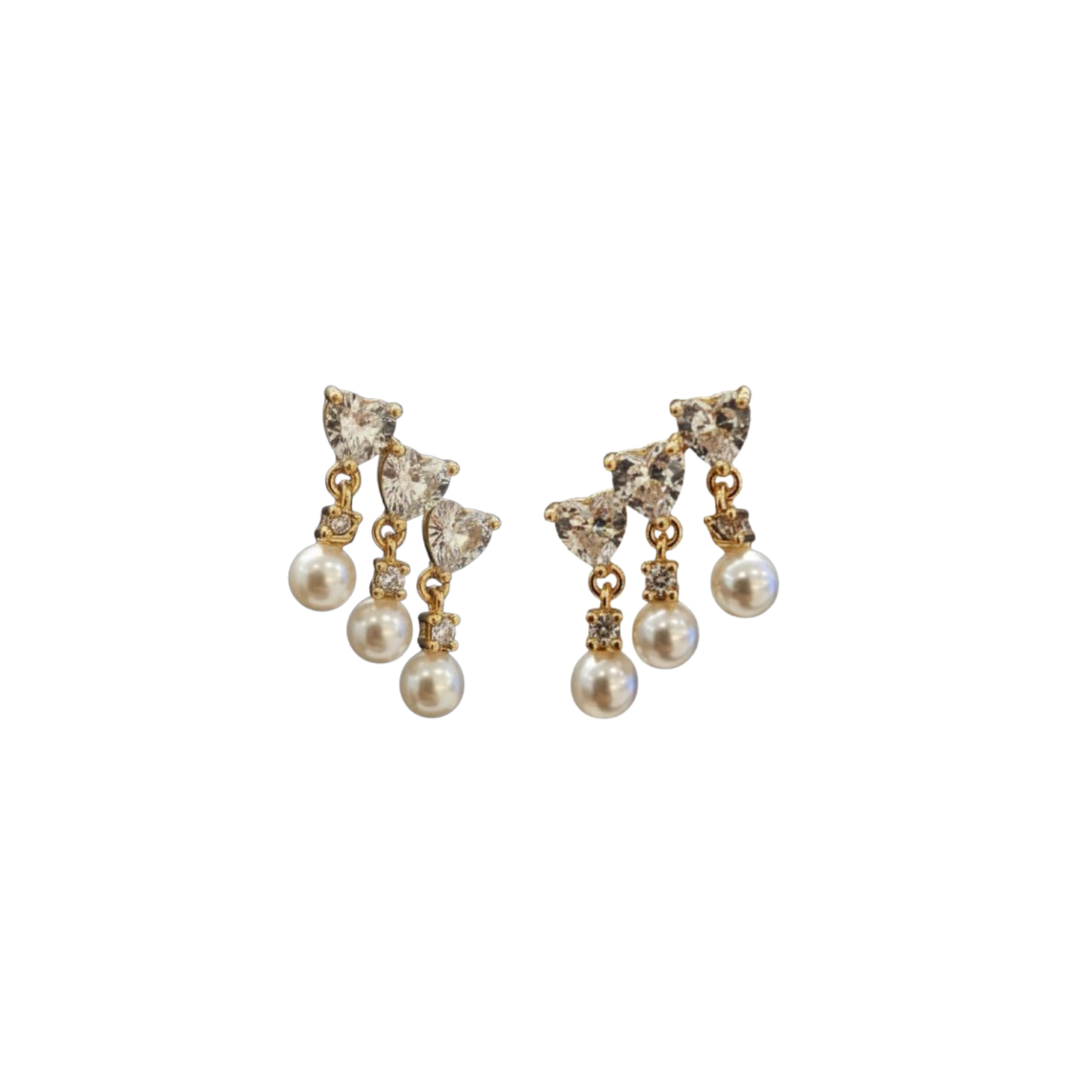 Brinco Earcuff de Perolas e Zirconias Banhada a Ouro 18k