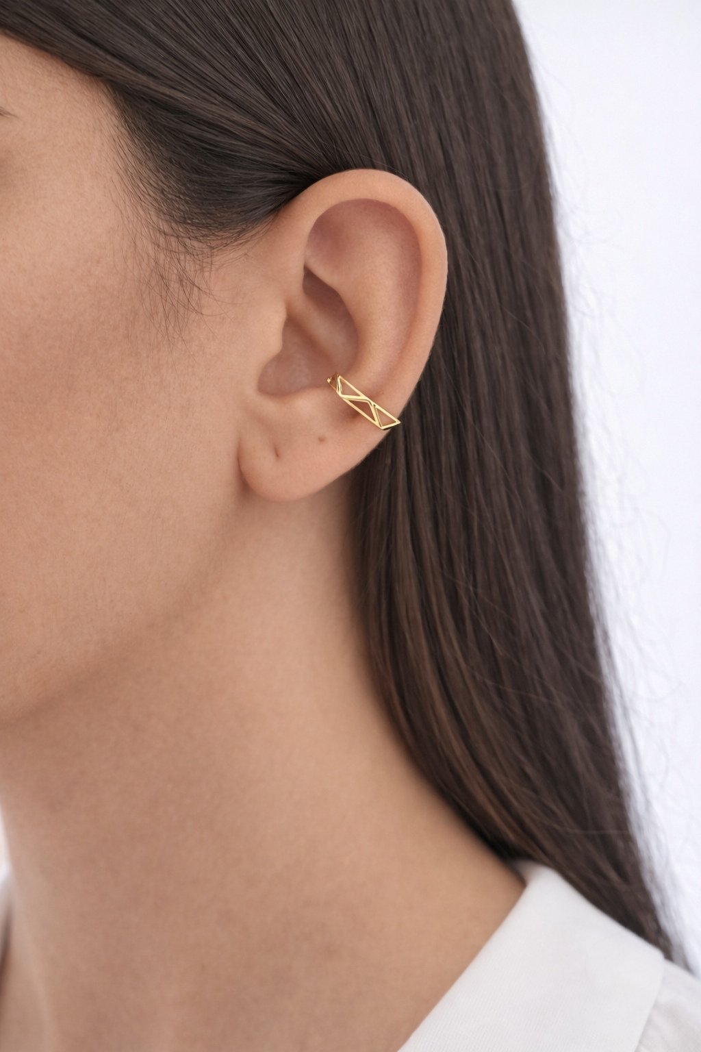 Brinco Piercing Fake Quadriculada Banhado a Ouro 18k Dourado 2