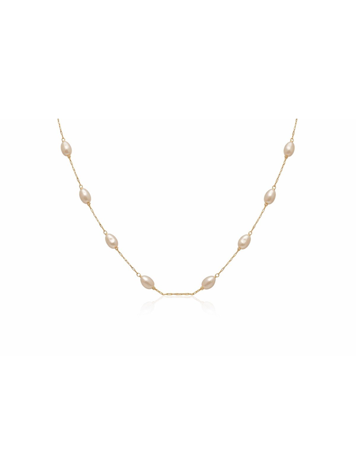 Gargantilha Perolas oval Banhada a Ouro 18k